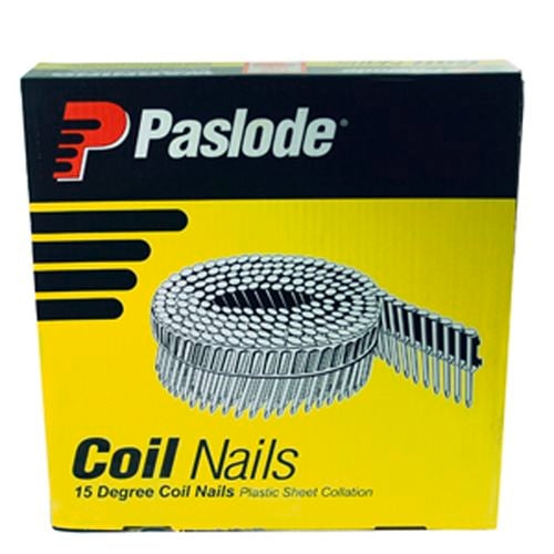 Paslode 50 x 2.5mm Electro Galvanised Screw Hardened 15 Degree Pneumatic Plastic Collated Coil Nails