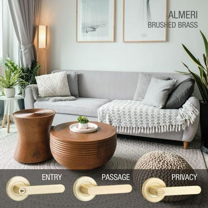 Lemaar Brushed Brass Almeri Entrance Set