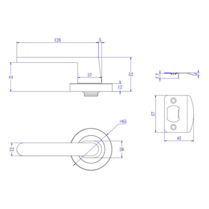 Lemaar Almeri Gun Metal Grey Passage Door Handle