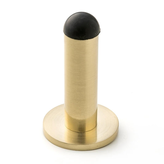 Round Pole Wall Mount Door Stop - Brushed Brass